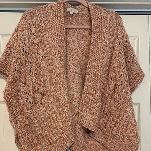 Loft Sweater Medium Rust/Red and Cream with batwing sleeves and pockets